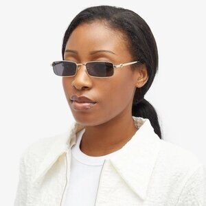 Gucci Women Sunglasses Gold Grey Rectangle GG1600S 001 BRAND NEW